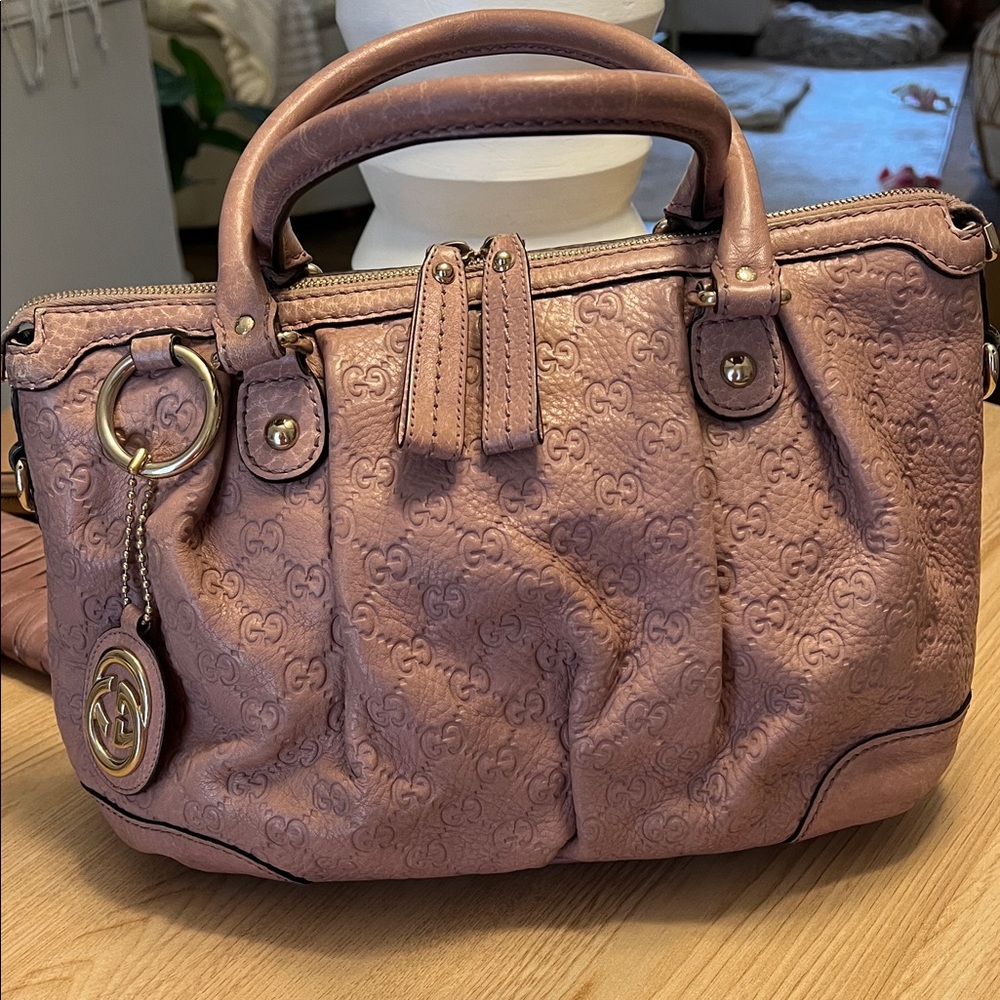 Authentic Gucci Guccissima Sukey Pink Top Handle Satchel